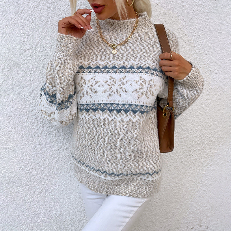 Dames Pull-over en peluche surdimensionné avec motif de Noël et col montant Chic und Stil