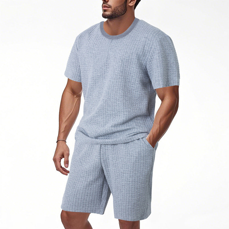 Ensemble décontracté à manches courtes pour femmes avec haut texturé et shorts Chic und Stil
