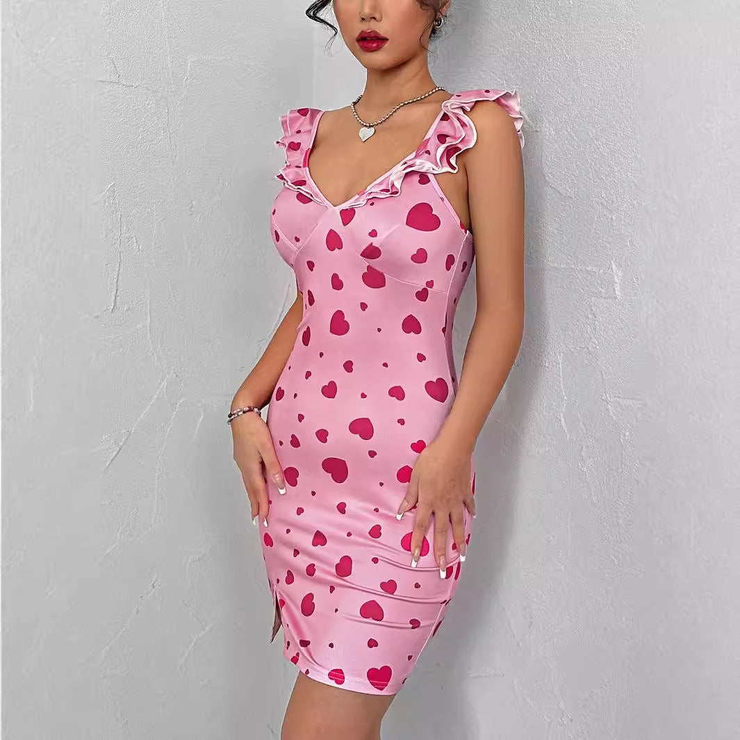 Robes mini ajustées pour femmes avec détails froncés et motif en cœur Chic und Stil
