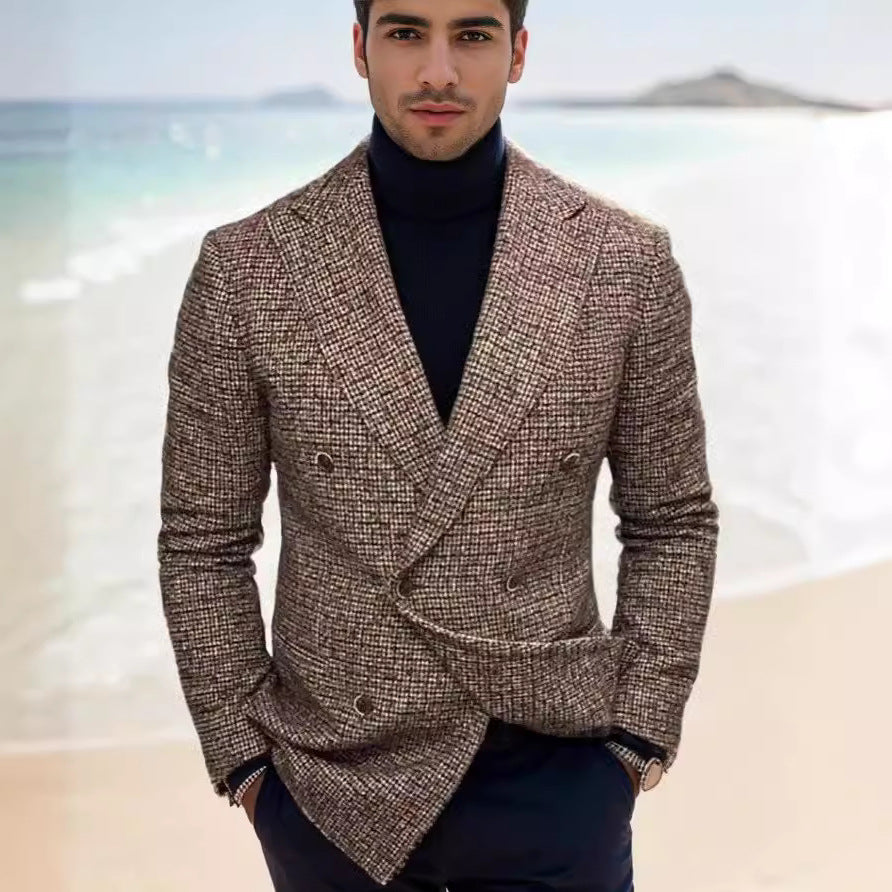 Blazer élégant à carreaux pour hommes avec double boutonnage Chic und Stil
