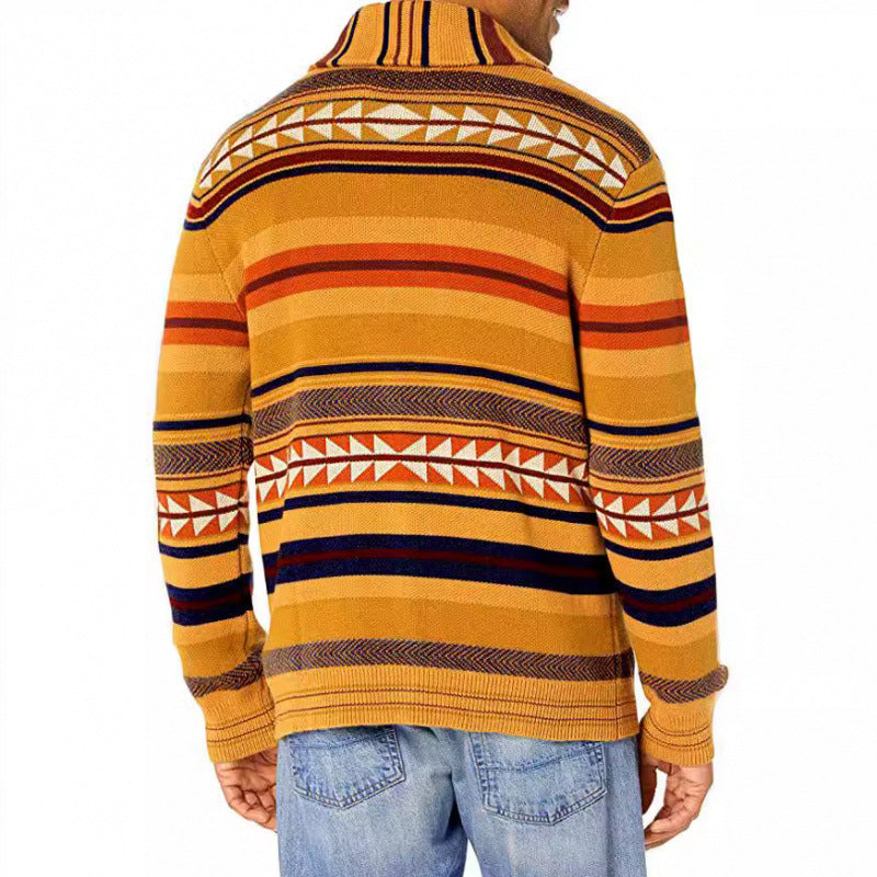 Men's knit jacket with geometric pattern and practical pockets Chic und Stil