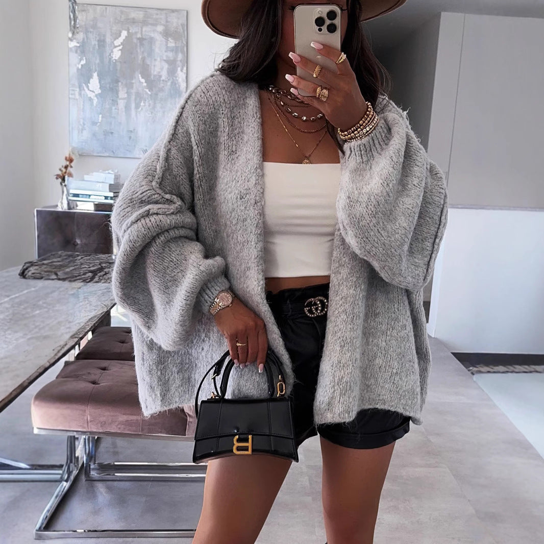 Cardigan tricot décontracté pour femmes avec des manches volumineuses et un matériau doux Chic und Stil