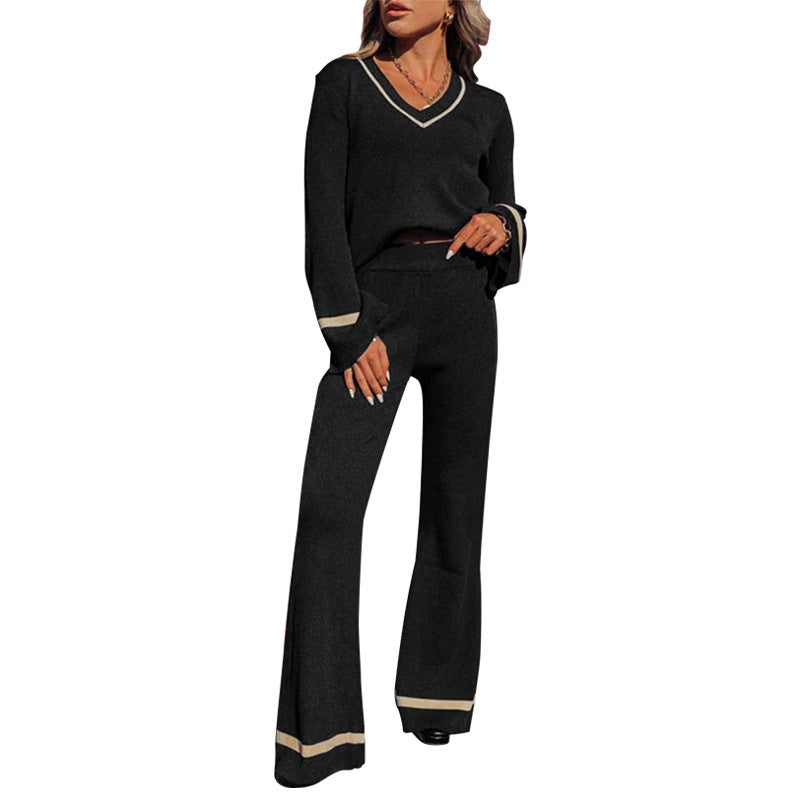 Dames ensemble décontracté avec jambe large et décolleté en V Chic und Stil