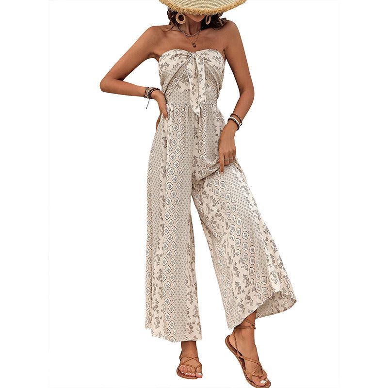 Robe maxi sans manches bohème pour femme avec ceinture élégante nouée Chic und Stil