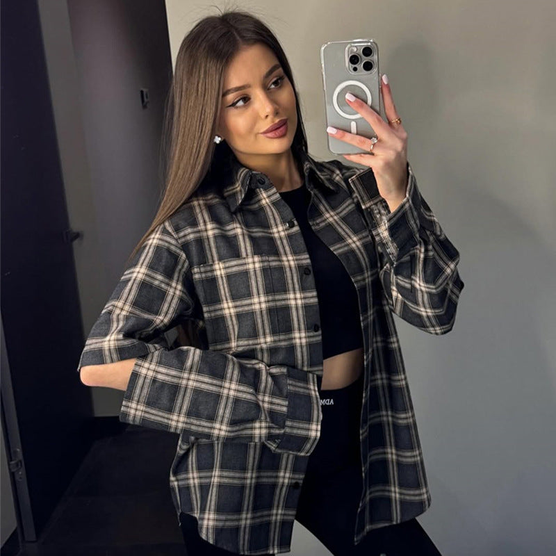 Chemise à carreaux décontractée pour femmes à coupe oversize Chic und Stil