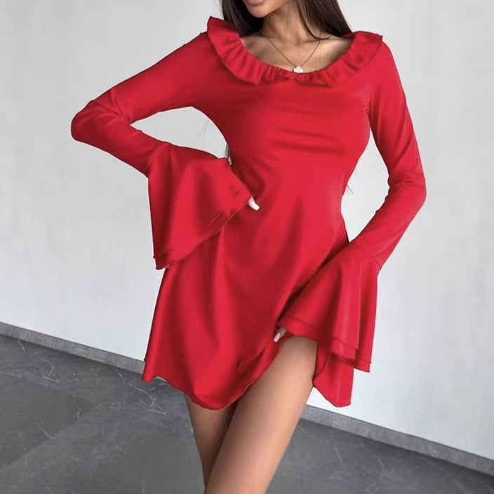 Robe Off-Shoulder pour femmes avec détails en volants et manches larges Chic und Stil