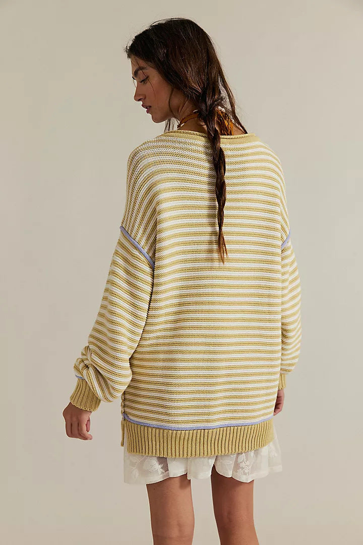 Pull en tricot oversized pour femmes avec motif rayé et coupe décontractée Chic und Stil