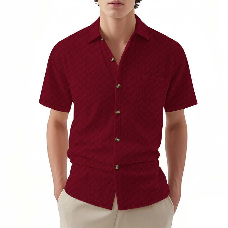 Chemise à manches courtes pour hommes avec design texturé et détail pratique de poche sur la poitrine Chic und Stil