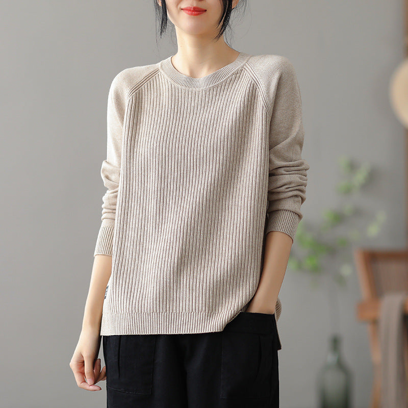 Pull-over en tricot côtelé décontracté pour femmes avec poches latérales Chic und Stil