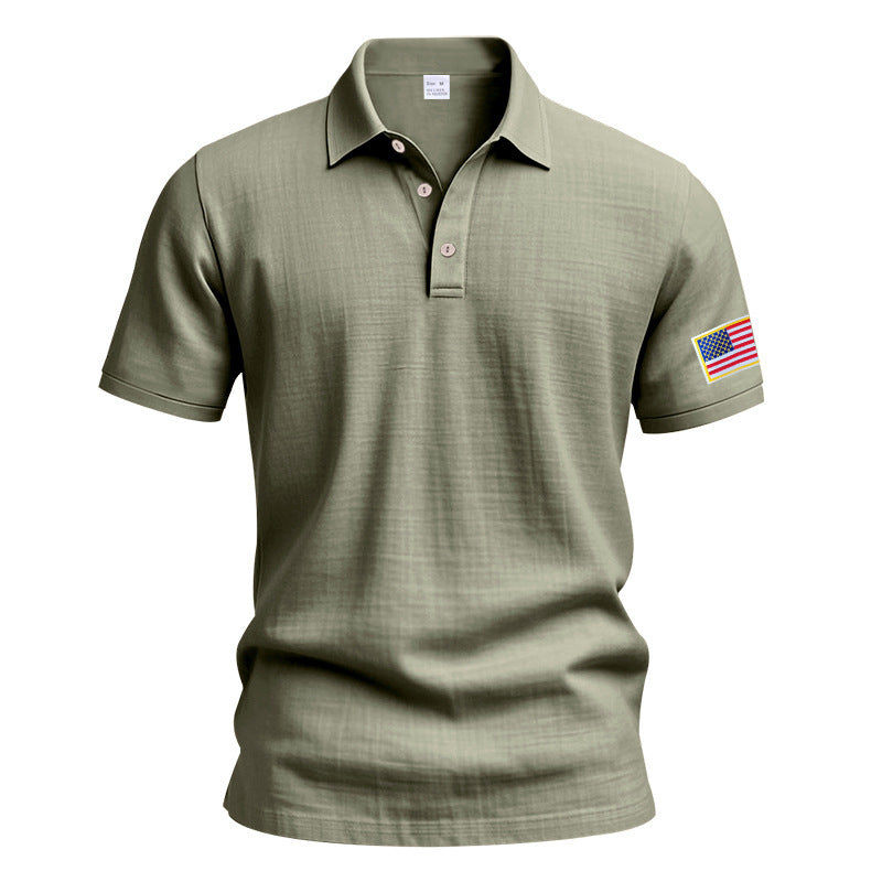 Polo sportif pour hommes avec motif de drapeau américain et technologie de régulation de l'humidité Chic und Stil