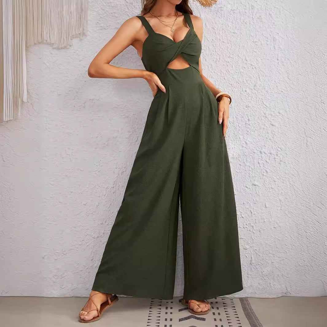 Combinaison pour femmes avec décolleté en V profond et jambes larges Chic und Stil