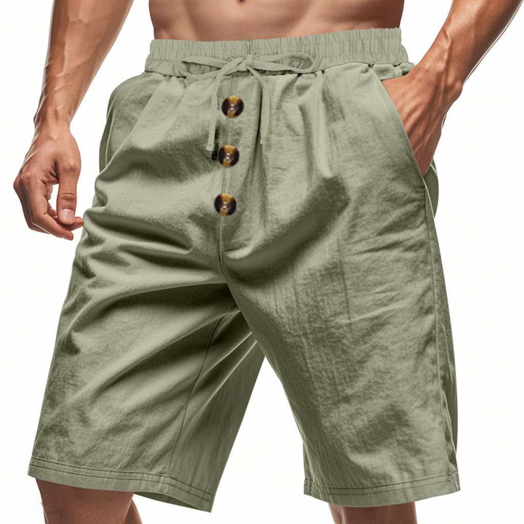Shorts d'été légers pour hommes avec taille élastique et détails de bouton pratiques Chic und Stil