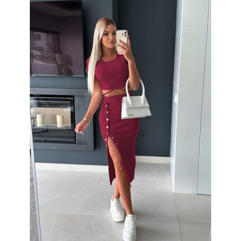 Robe midi en tricot côtelé pour femmes Chic und Stil