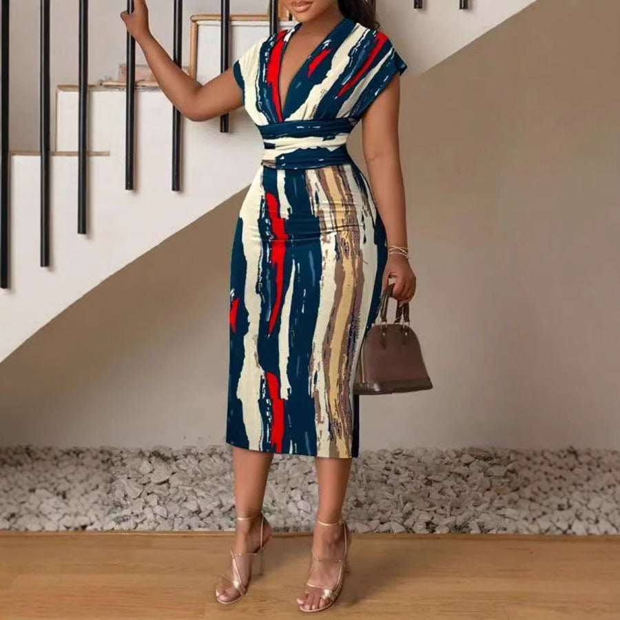 Robe midi patchwork en denim Chic und Stil pour femmes