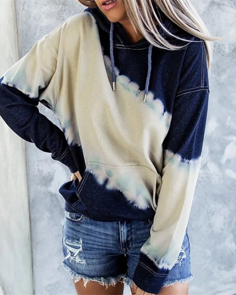 Sweat à capuche décontracté pour femmes avec col profond et design tie-dye unique Chic und Stil