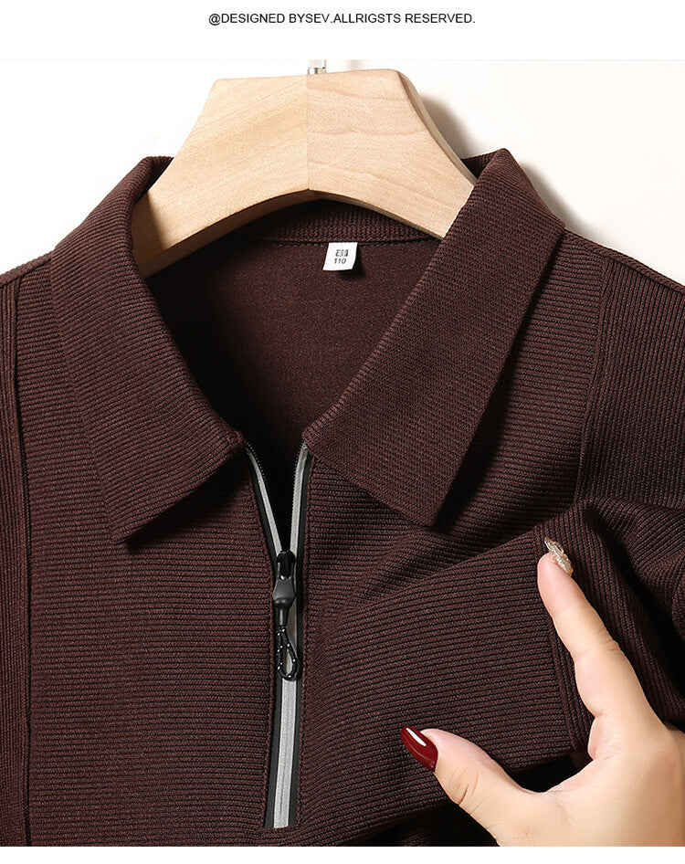 Casual long sleeve pullover for men with half zipper and textured pattern Chic und Stil