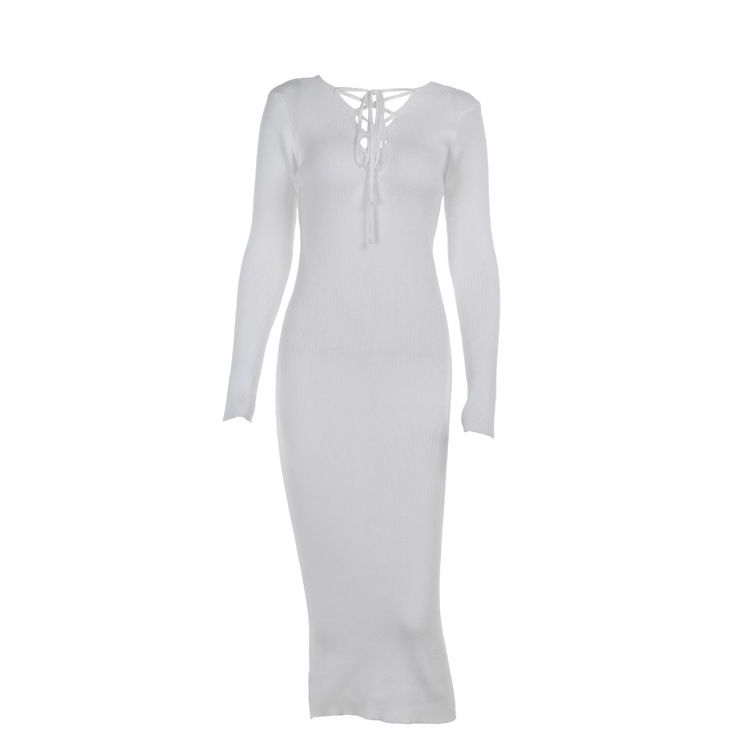 Robe midi côtelée pour femmes avec lacets Chic und Stil
