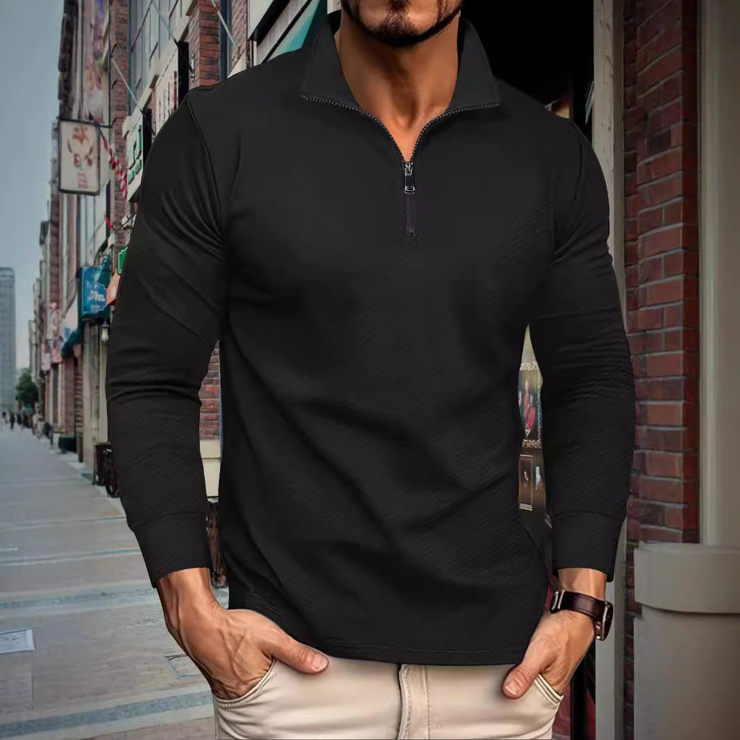 Chemise à manches longues pour hommes avec col montant et ouverture zippée pratique Chic und Stil