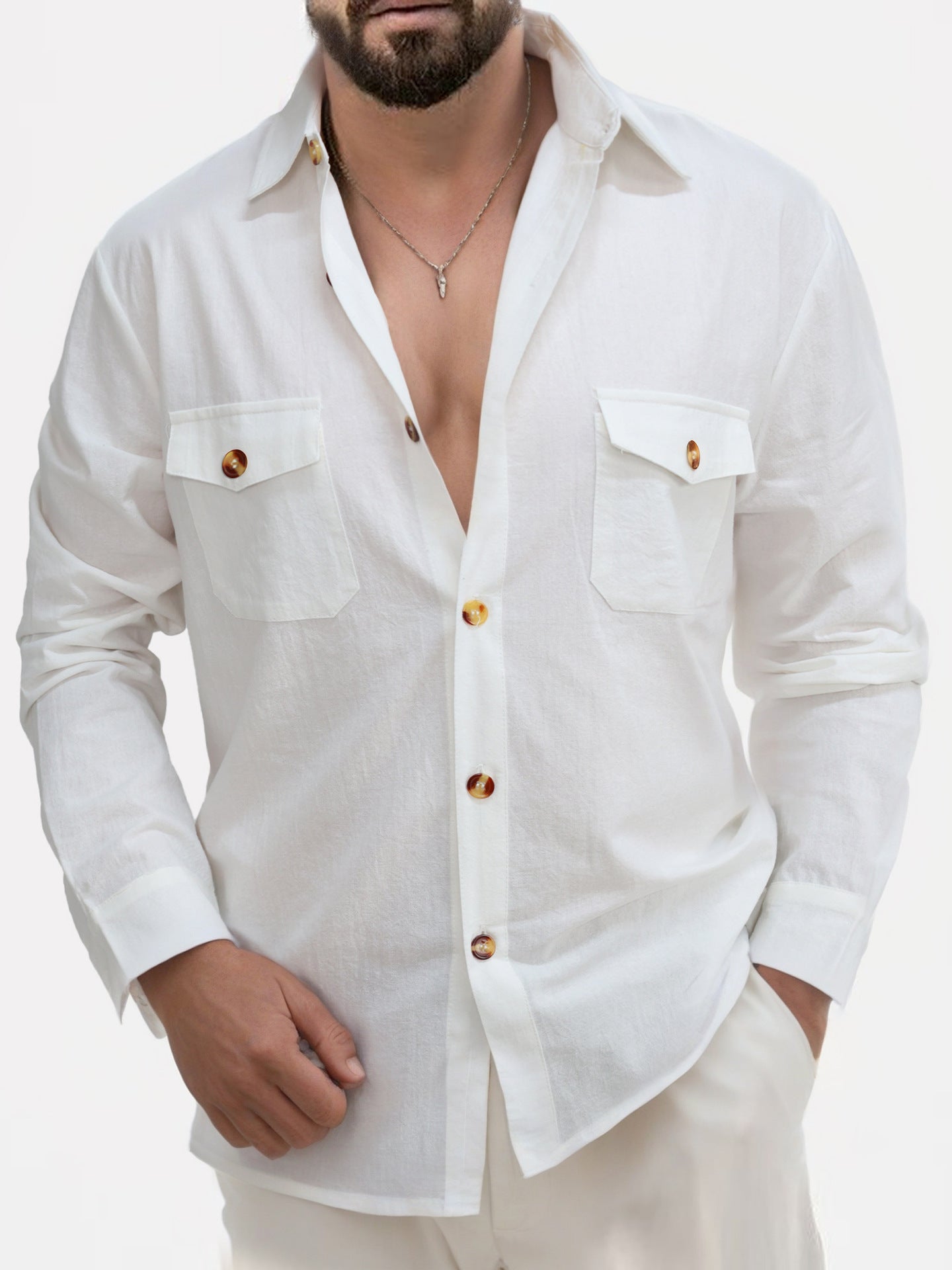 Chemise décontractée pour hommes avec boutons modernes et poches poitrine pratiques Chic und Stil
