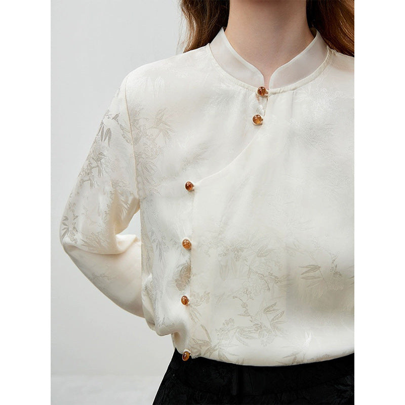 Chemisier élégant pour femme à col mandarin avec boutons Chic und Stil