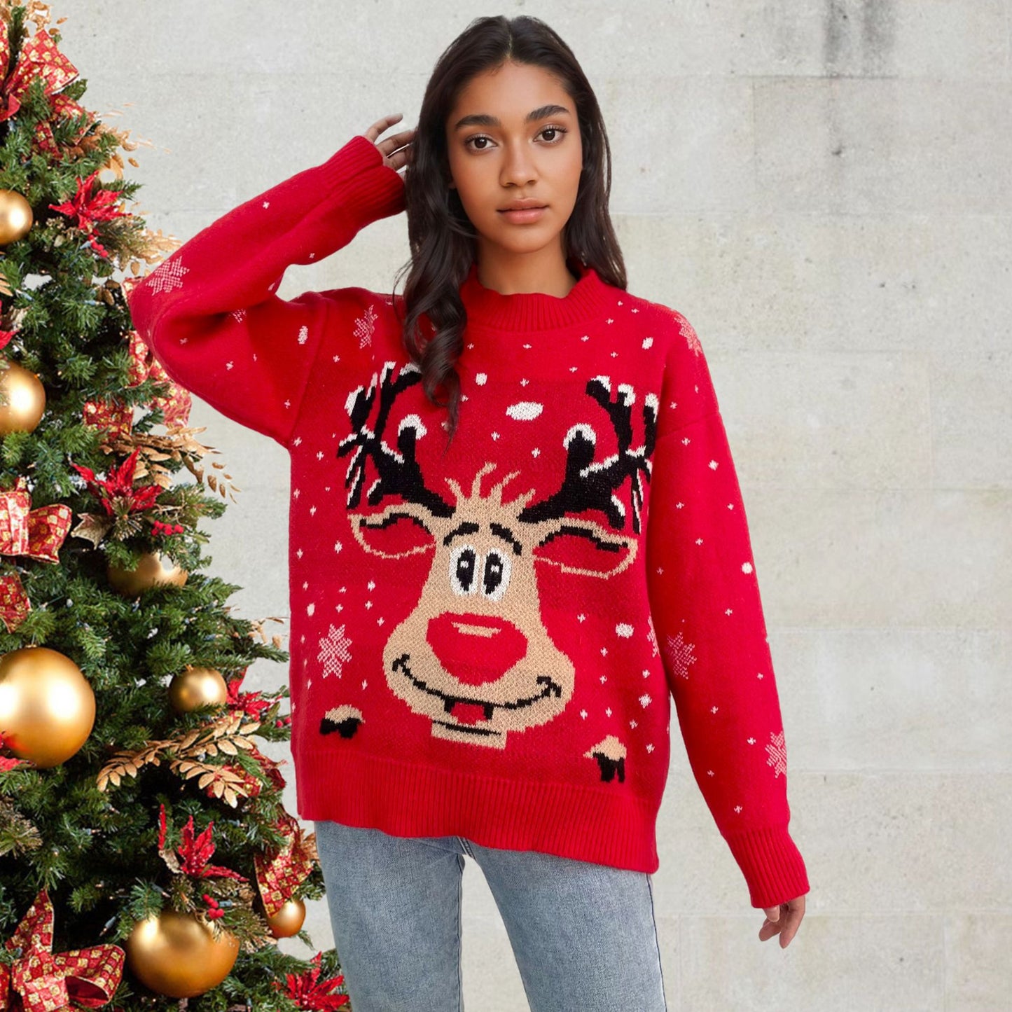 Pull de Noël pour femmes avec motif de rennes vif Chic und Stil