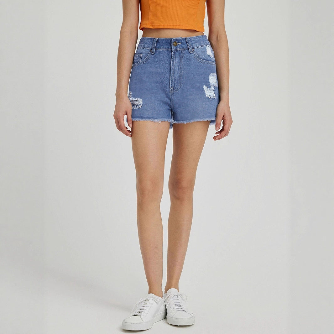 Shorts en denim détruit pour femmes avec ourlet effiloché Chic und Stil