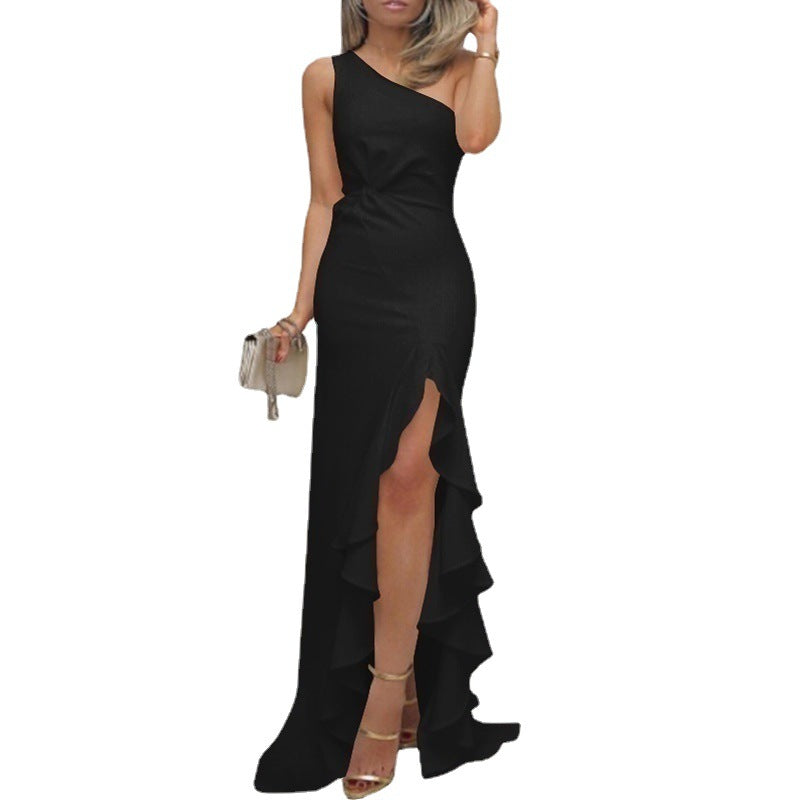 Chic and Style Women's Asymmetrical Ruffled Maxi Dress