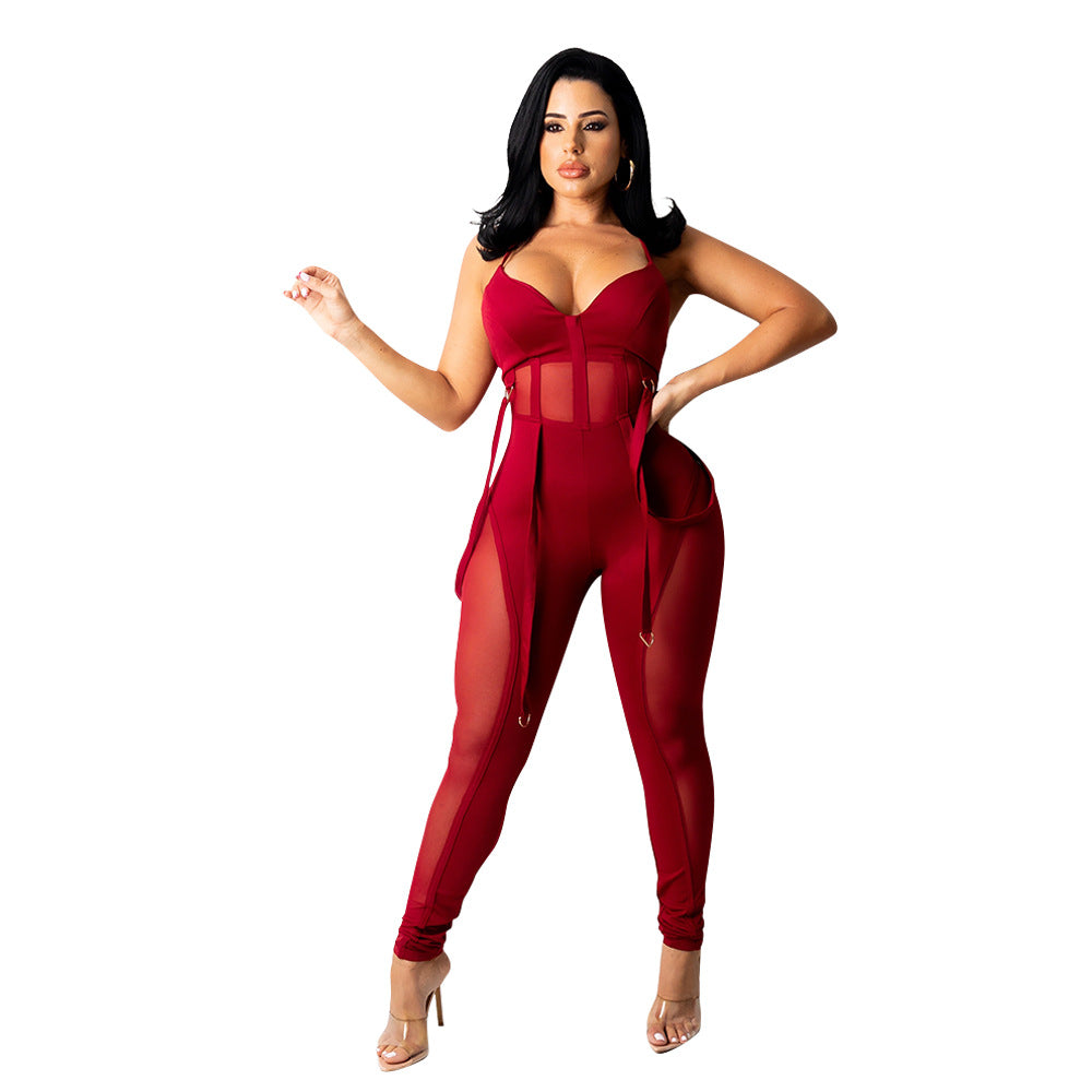 Chic und Stil Women's Mesh Panel Jumpsuit