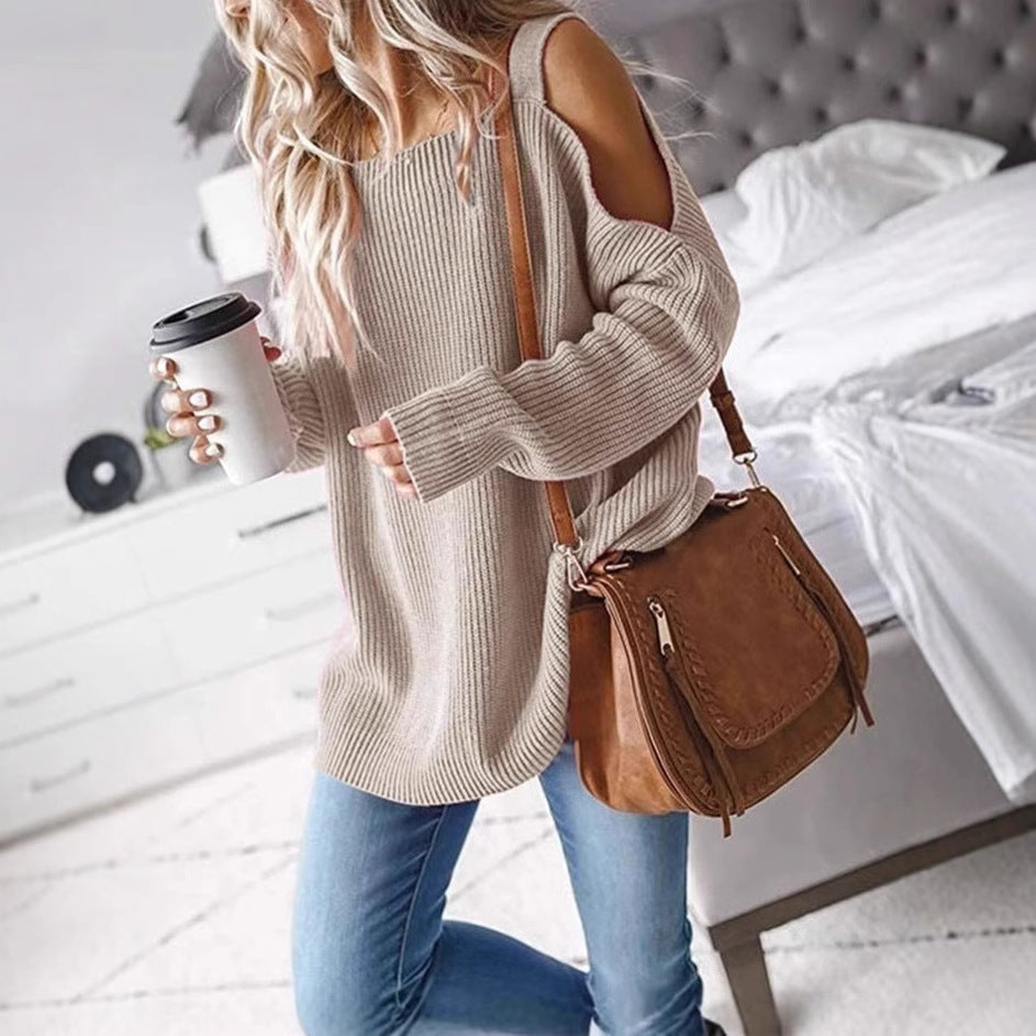 Pull-over tricot off-shoulder pour femmes avec matériau doux et coupe décontractée Chic und Stil