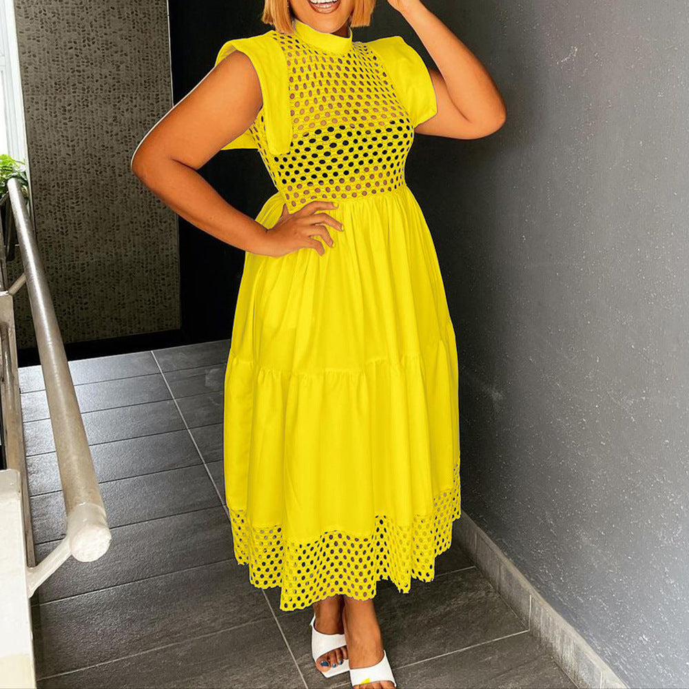 Robe midi femme avec haut en filet et jupe volumineuse Chic und Stil