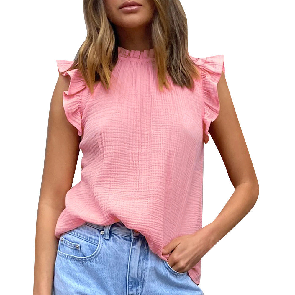 Blouse légère pour femmes avec des détails en volants et col montant Chic und Stil