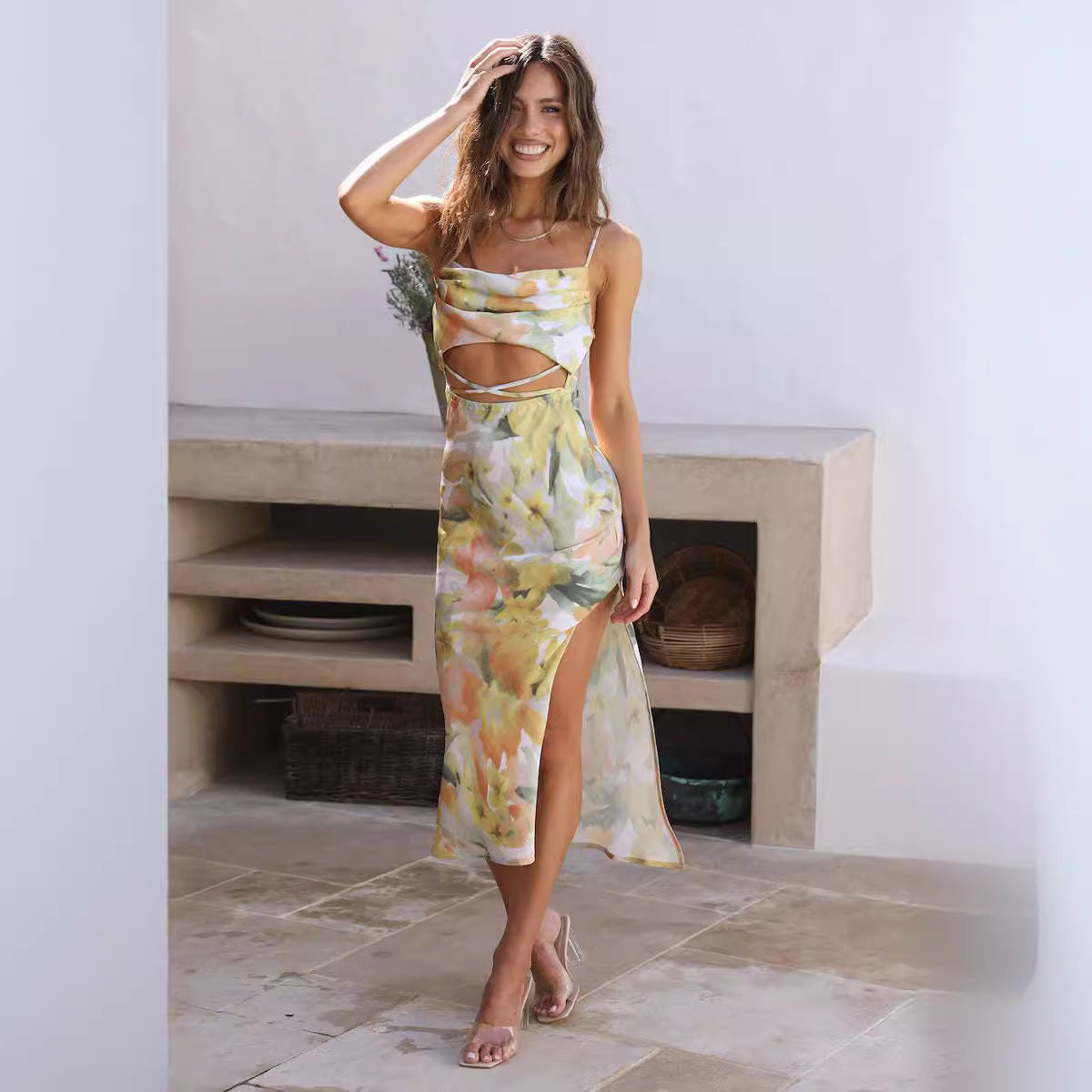 Chic and stylish floral cutout maxi dress for women
