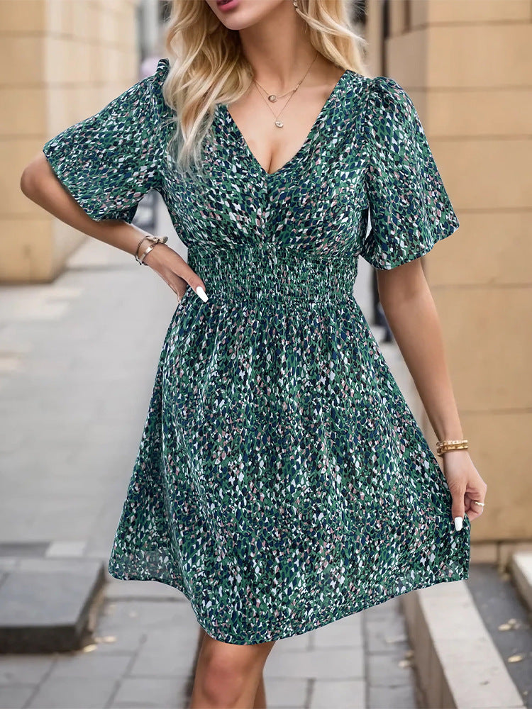 Robe mini A-ligne à manches courtes pour femme Chic und Stil