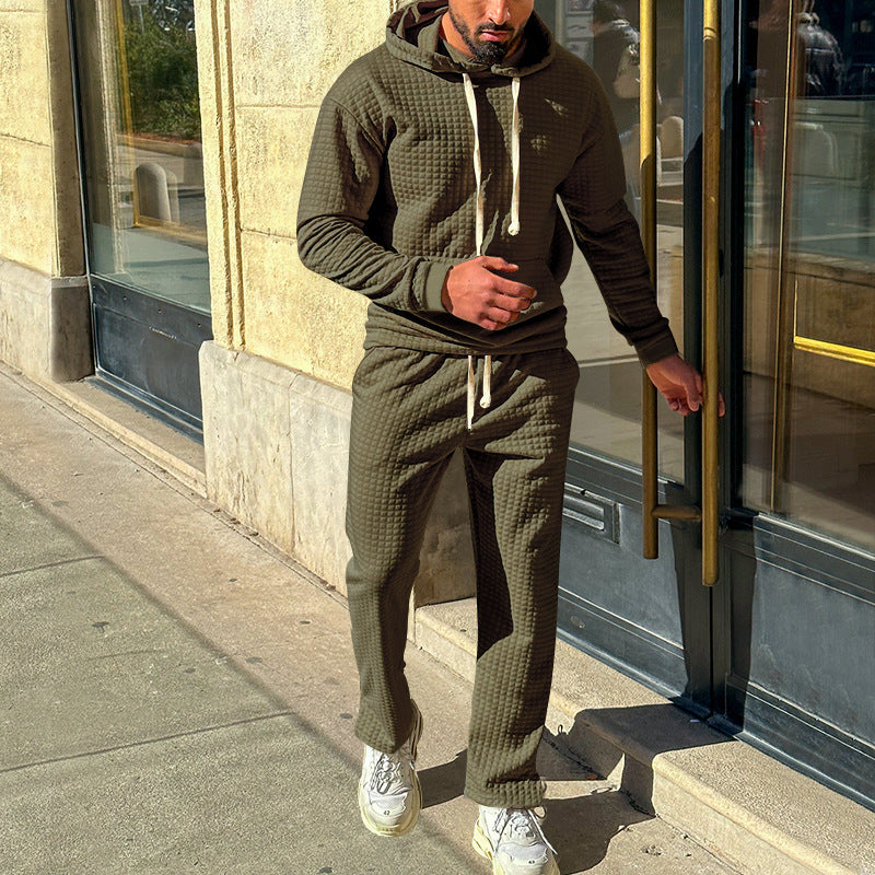 Hommes Ensemble de sports en polaire avec design structurel moderne et capuche pratique Chic und Stil