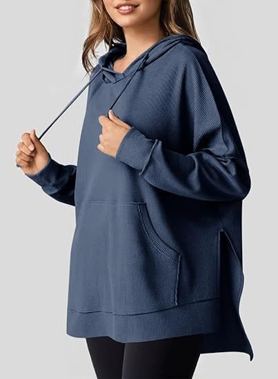 Pull à capuche surdimensionné pour femmes en piqué gaufré Chic und Stil