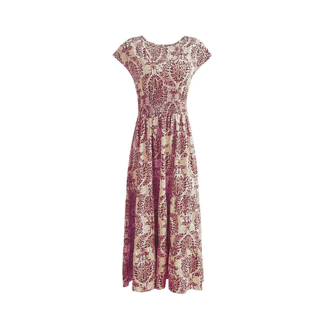 Robe maxi à fleurs pour femmes avec décolleté en V et ourlet à volants Chic und Stil
