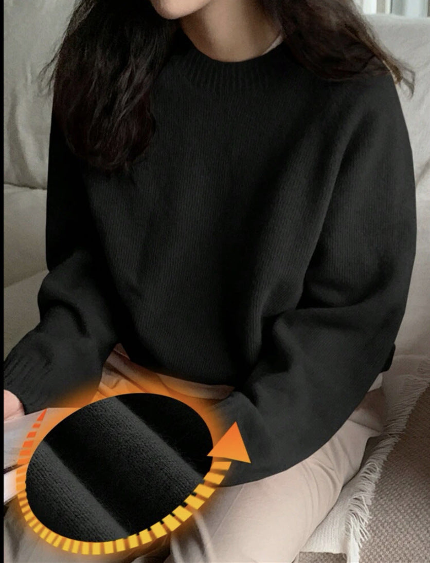 Dames Pull confortable à col rond en tissu de haute qualité Chic und Stil