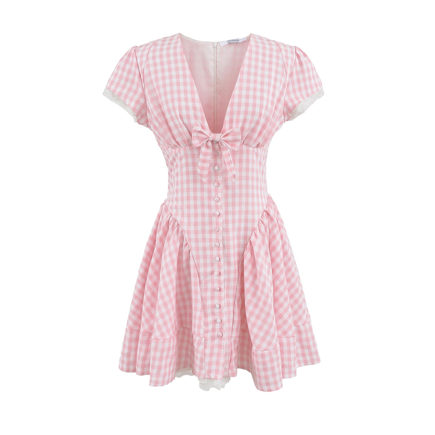 Robe à carreaux pour femmes avec une ceinture de taille ludique et des détails froncés Chic und Stil