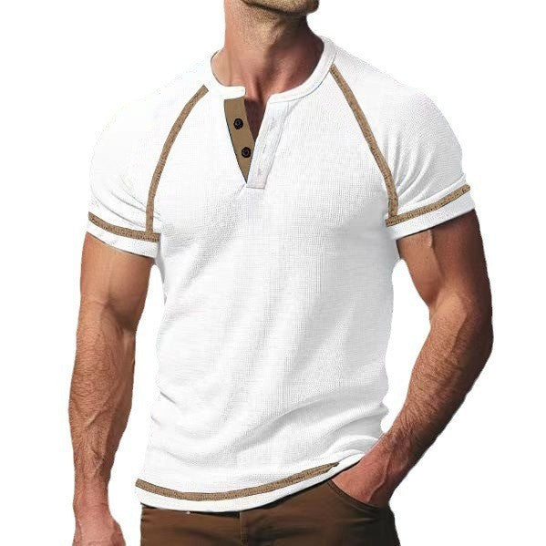 T-shirt à manches mi-longues pour hommes avec patte de boutonnage Chic und Stil