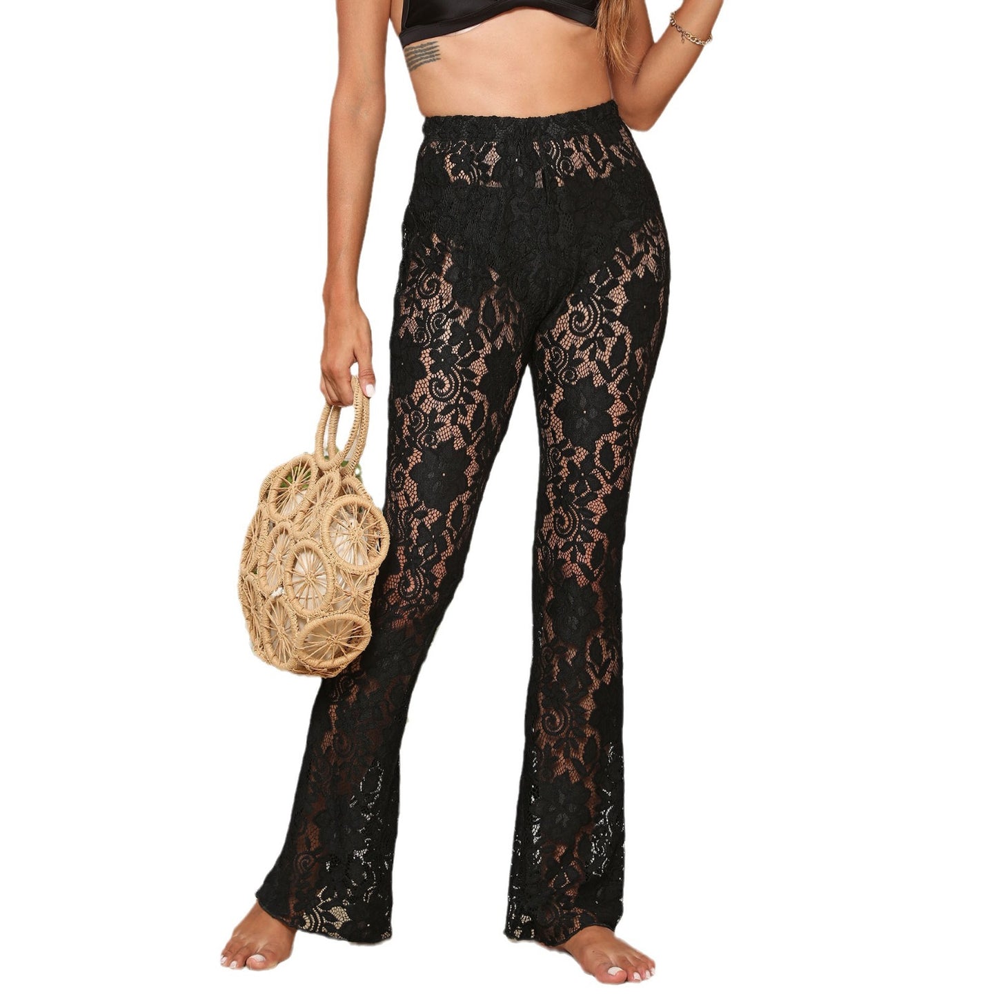 Ladies Chic Flared Lace Trousers and Style
