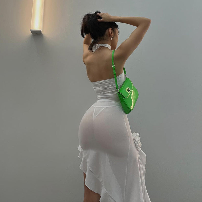 Robe midi à épaules dénudées à volants Chic und Stil pour femmes