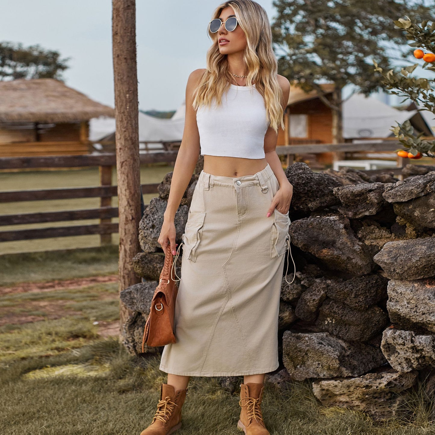 Jupe maxi pour femmes au style utilitaire avec poches pratiques Chic und Stil