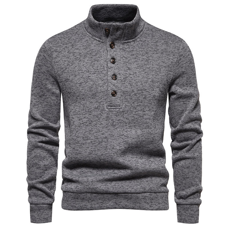 Pull-over pour homme avec col montant confortable, patte de boutonnage et design texturé Chic und Stil