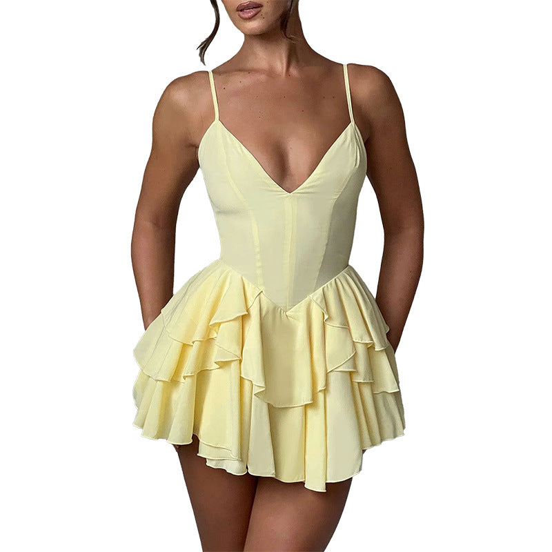 Robe patineuse froncée flirteuse pour femmes Chic und Stil
