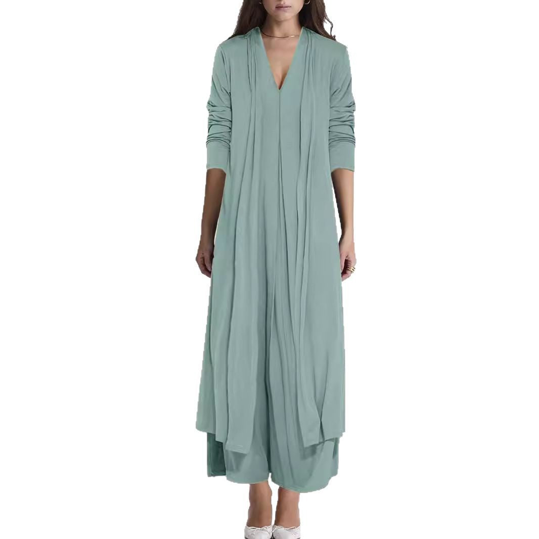 Jupe maxi aérienne pour femmes avec décolleté en V élégant et coupe fluide Chic und Stil