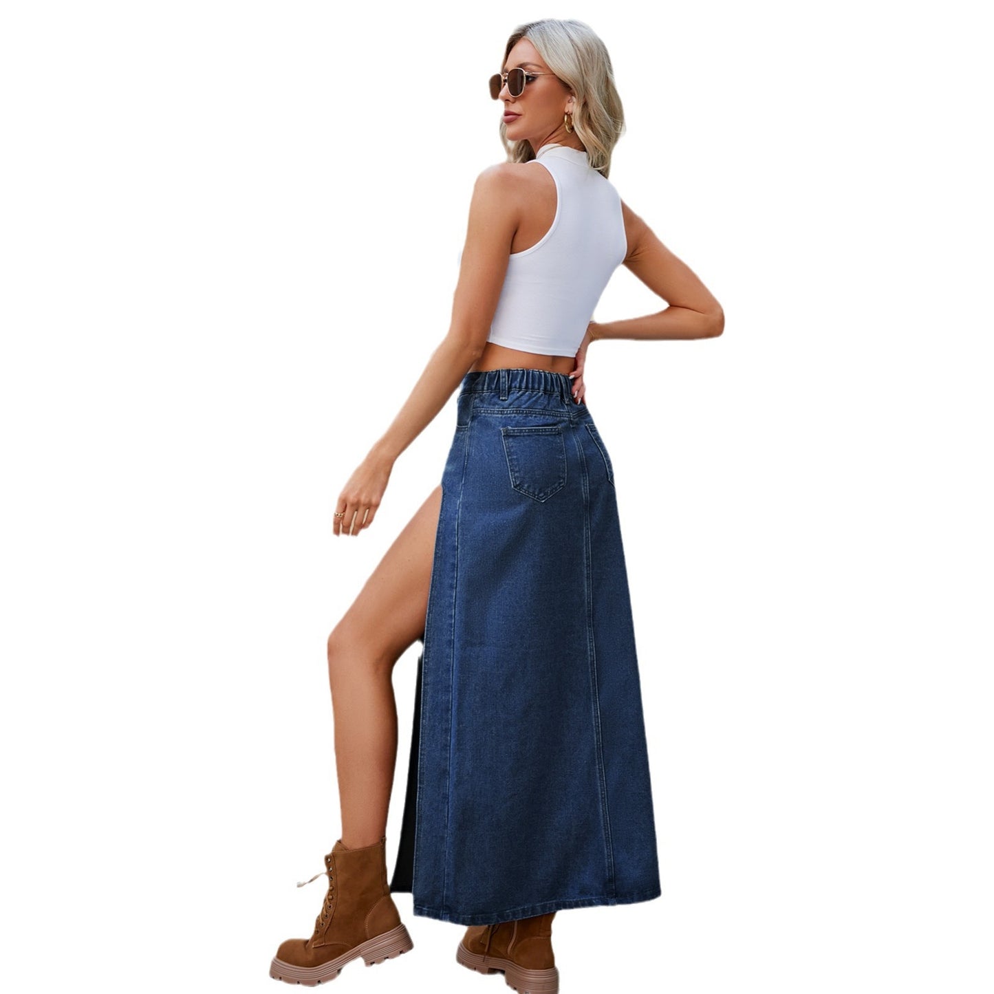 Jupe maxi pour femme avec fente haute et taille réglable Chic und Stil