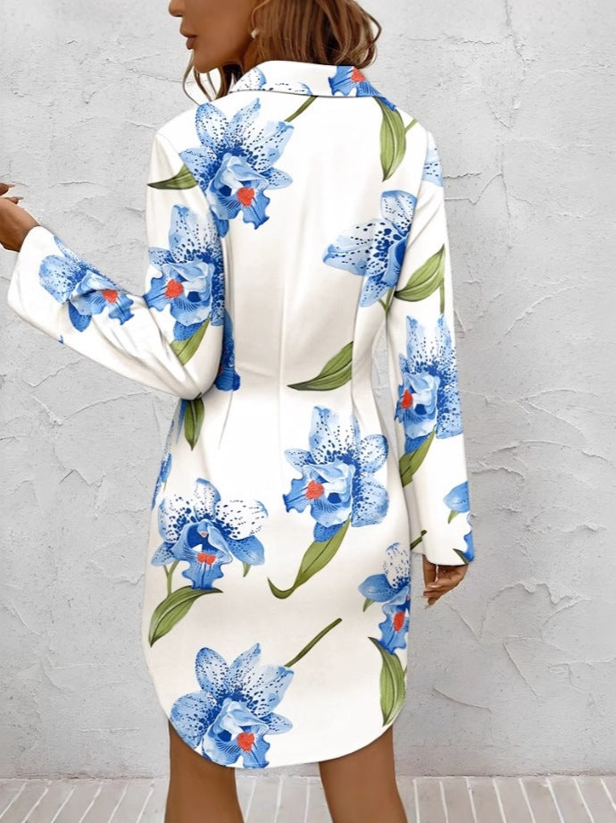 Dames Abstract Print Boutonnés Hemdkleid Chic und Stil