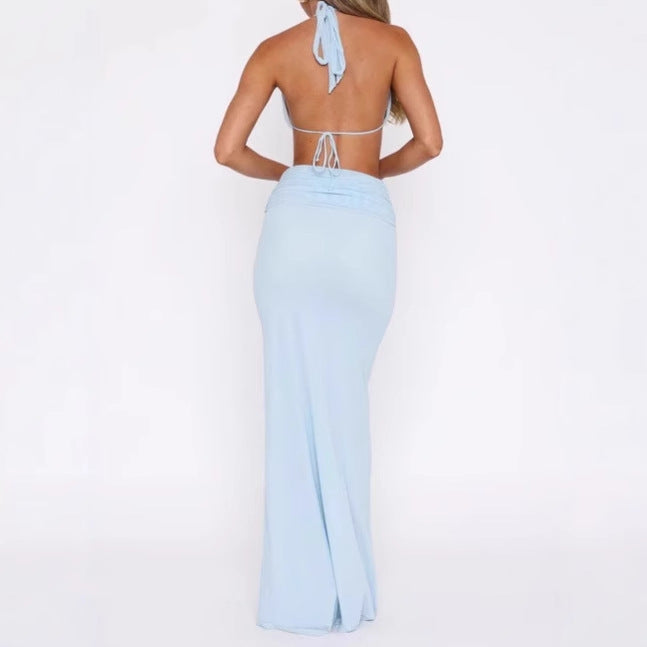 Robe maxi de luxe pour dames avec décolleté en V profond et détails découpés audacieux Chic und Stil