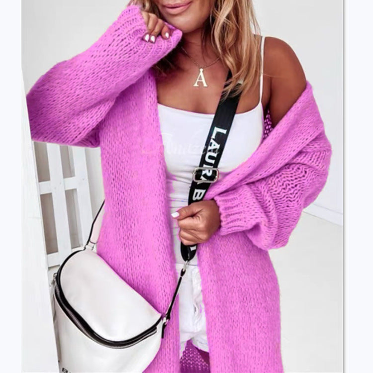 Dames gros tricot cardigan avec devant ouvert et coupe décontractée Chic und Stil