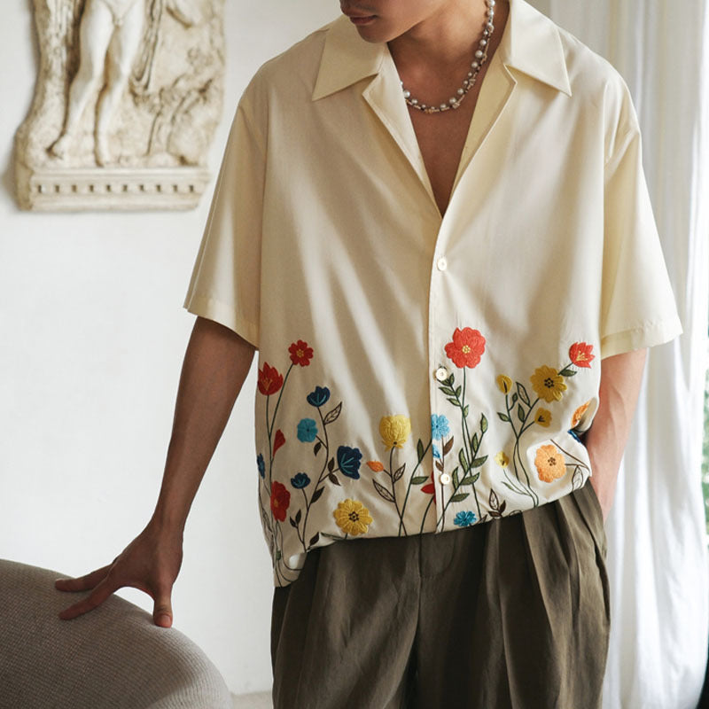 Chemise à manches courtes pour hommes avec motif floral et tissu de haute qualité Chic und Stil